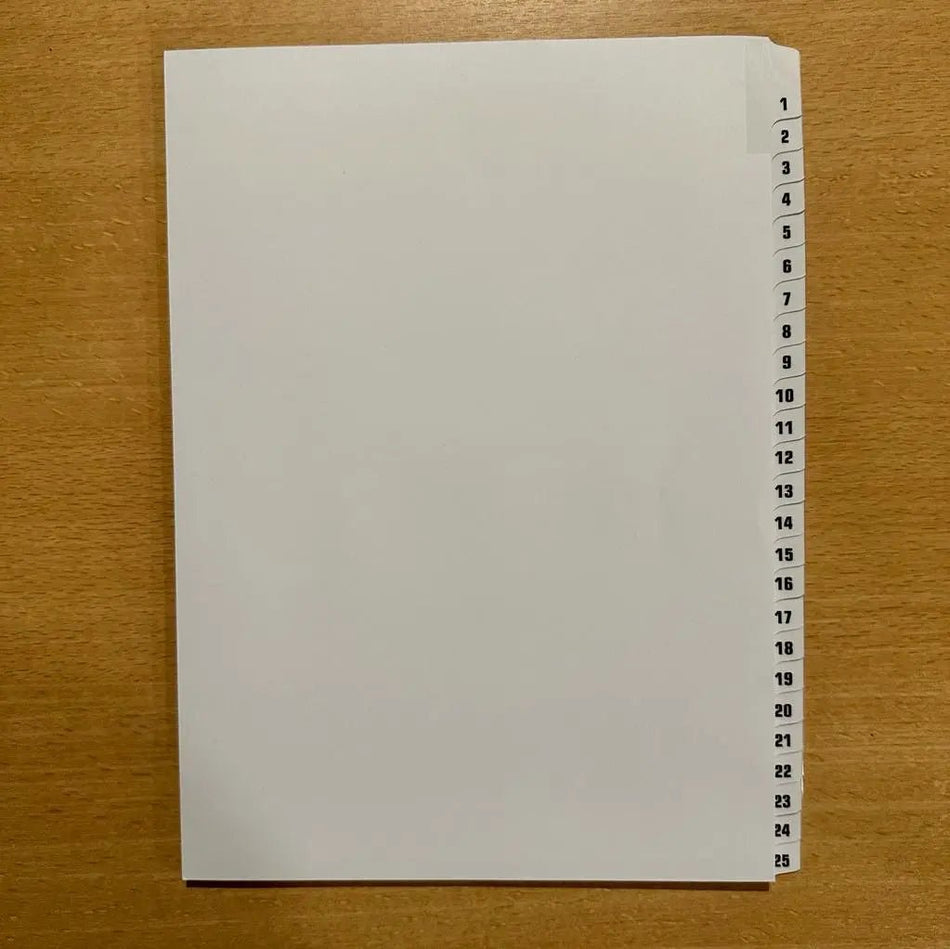 Intercalaires Numérotées Touches Plastifiées – équipement bureautique pro – Arboreal France