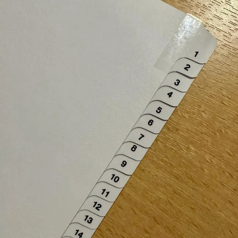 Intercalaires Numérotées Touches Plastifiées – équipement bureautique pro – Arboreal France