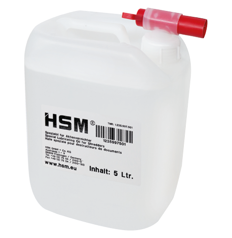 Bidon de 5 l d'huile spéciale HSM pour bloc de coupe de destructeur de documents (broyeur de papier) Powerline