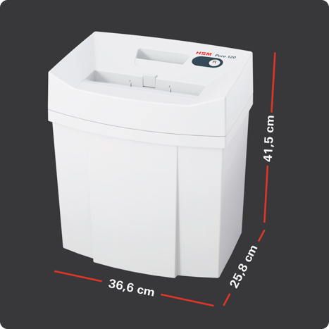 Dimensions du Pure 120 : 36,6 × 25,8 × 41,5 cm