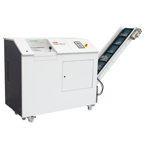 HSM StoreEx HDS 230 avec tapis convoyeur d'évacuation