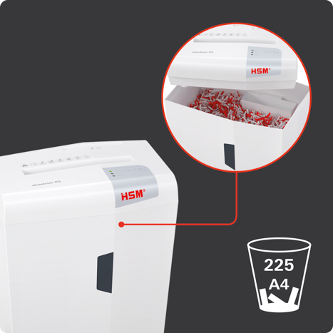 Corbeille du shredstar X5 : 225 feuilles A4
