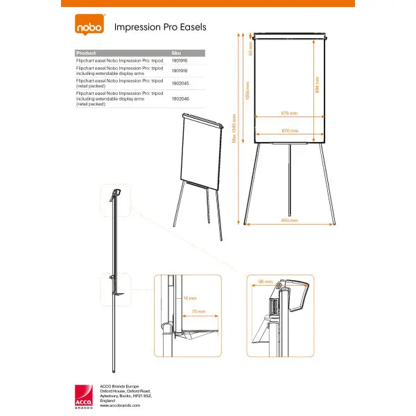 Chevalet à Trépied Acier Laqué Nano Clean - Standard 68*100 cm Nobo - GBC