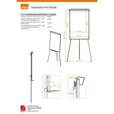 Chevalet à Trépied Acier Laqué Nano Clean - Standard 68*100 cm Nobo - GBC