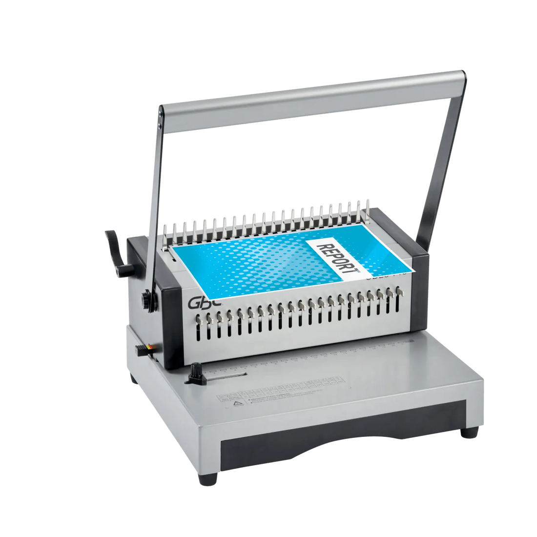 GBC CB25 Pro, document en place sur les doigts d'ouverture du peigne plastique