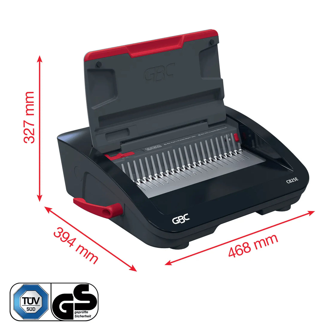 Dimensions de la GBC CB25E : 468 × 327 × 394 mm