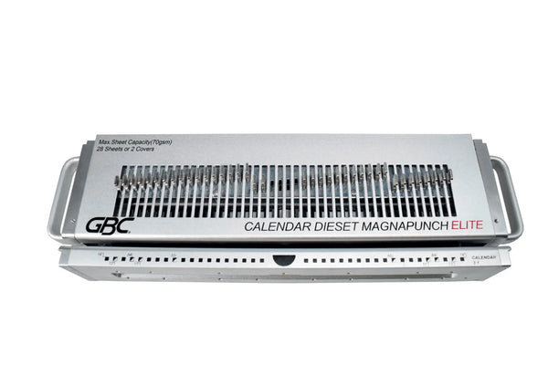 Bloc outils GBC MagnaPunch Elite calendrier 3:1, avec l'encoche centrale visible