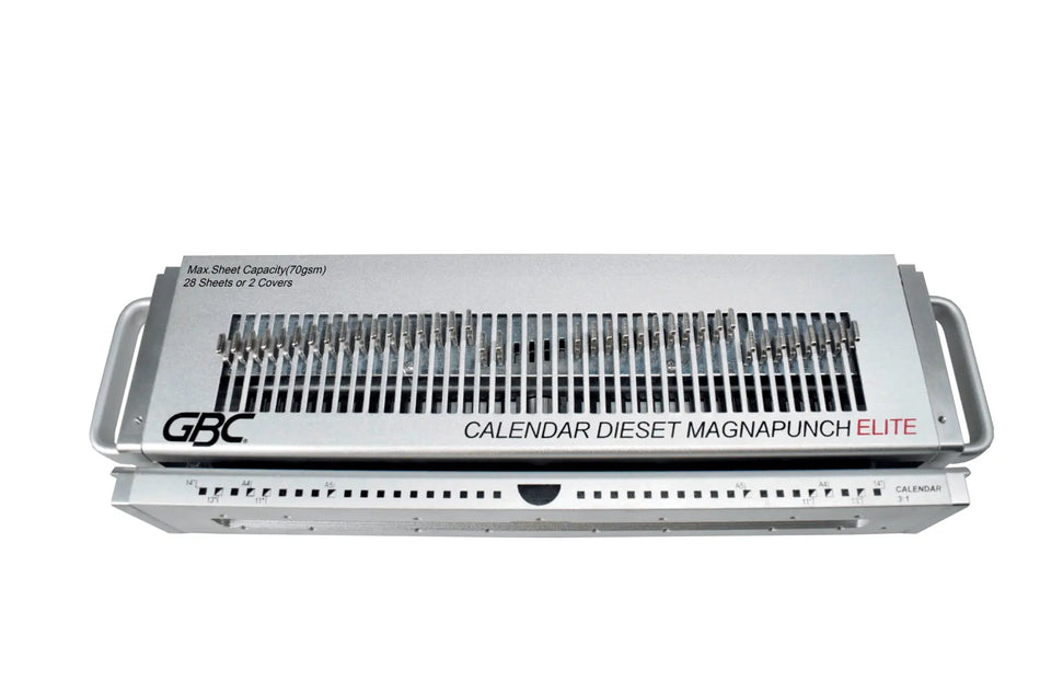 Bloc outils GBC MagnaPunch Elite calendrier 3:1, avec l'encoche centrale visible