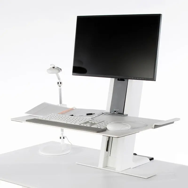 Support de bureau lourd Quick Stand - Grand plateau, option "barre transversale 2 écrans" Humanscale - Arboreal