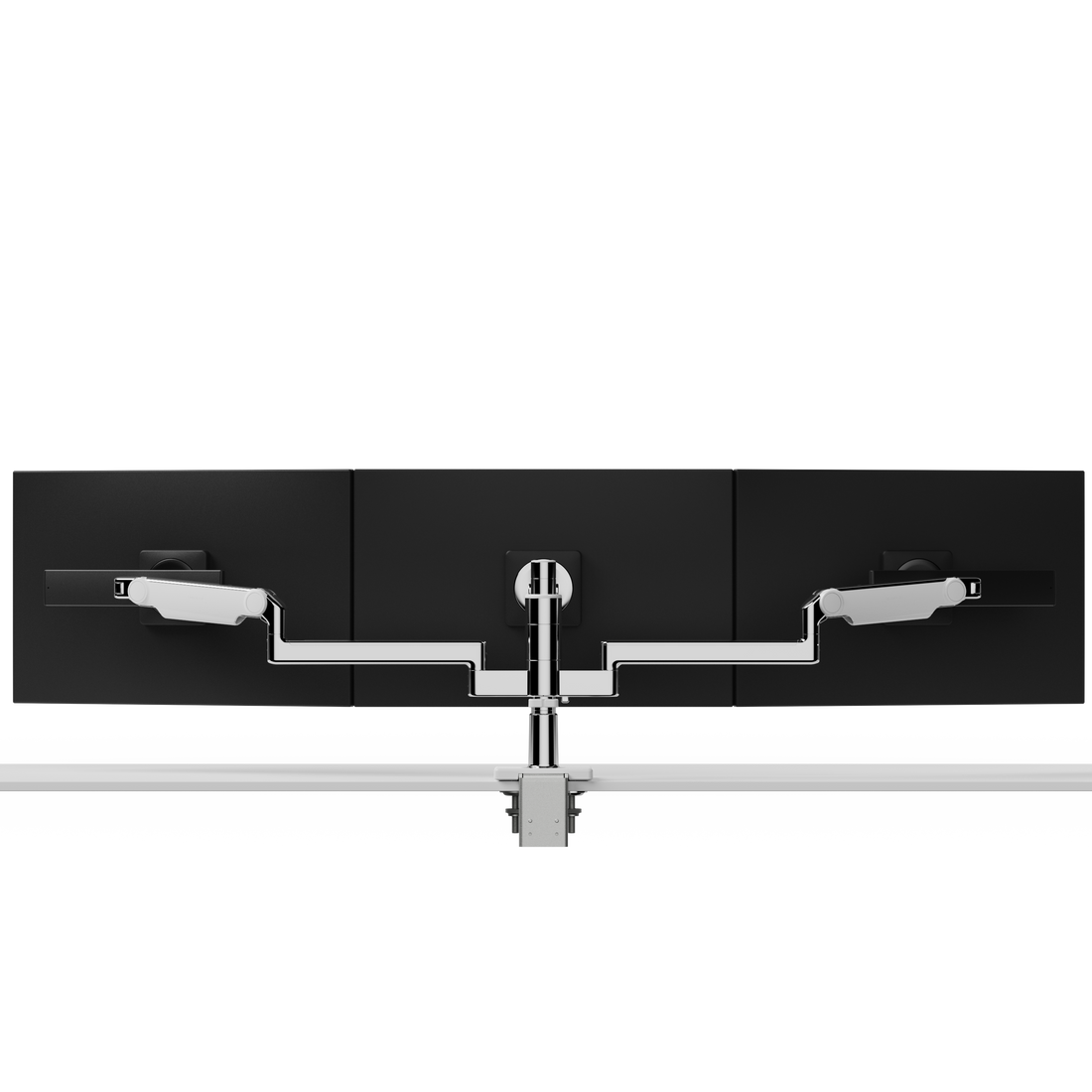 Bras support écran Humanscale M/Flex, 3 écrans, bras M2 Pro, aluminium poli blanc