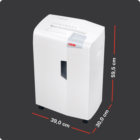 Dimensions du shredstar X24 : 39,0 × 30,0 × 59,5 cm