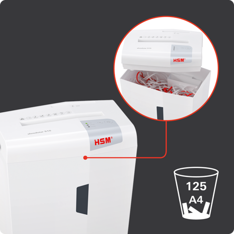 Corbeille du shredstar S10 : 125 feuilles A4