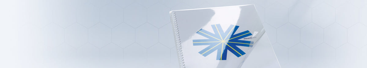 Couverture de reliure PVC transparente GBC HiClear sur un document relié : couverture plastique, couverture transparente