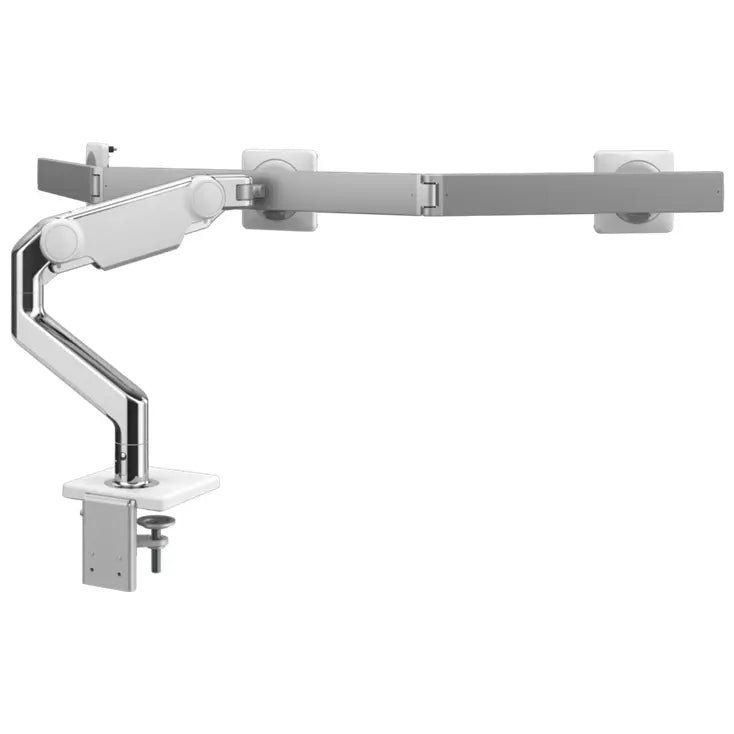 Bras Support Écran M10, aluminium poli blanc, 3 écrans (barre transversale), Sans technologie (NT)