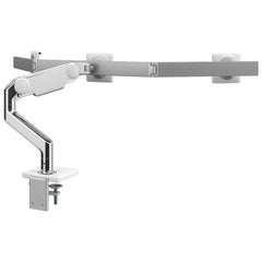 Bras support écran Humanscale M10, aluminium poli blanc, 3 écrans (barre transversale), Sans technologie (NT)