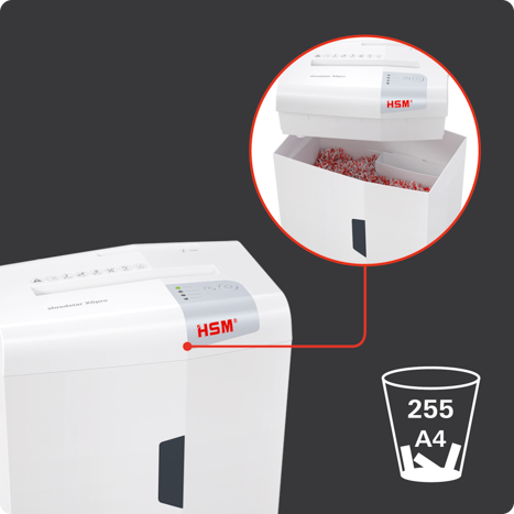 Corbeille du shredstar X6pro : 255 feuilles A4