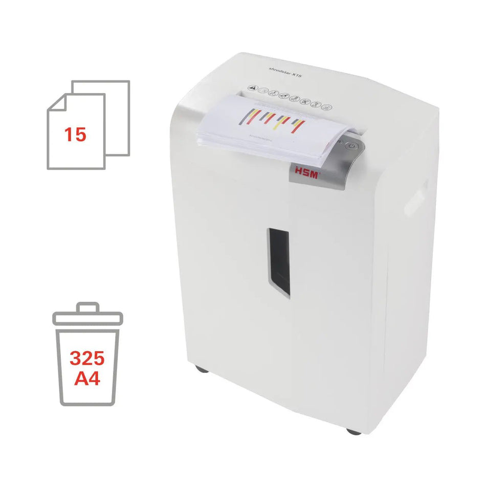 Dechiqueteuse de papiers Destructeur de documents HSM shredstar X15 - Sécurité P - 4 et Bloc de Coupe CD – équipement bureautique pro – Arboreal France