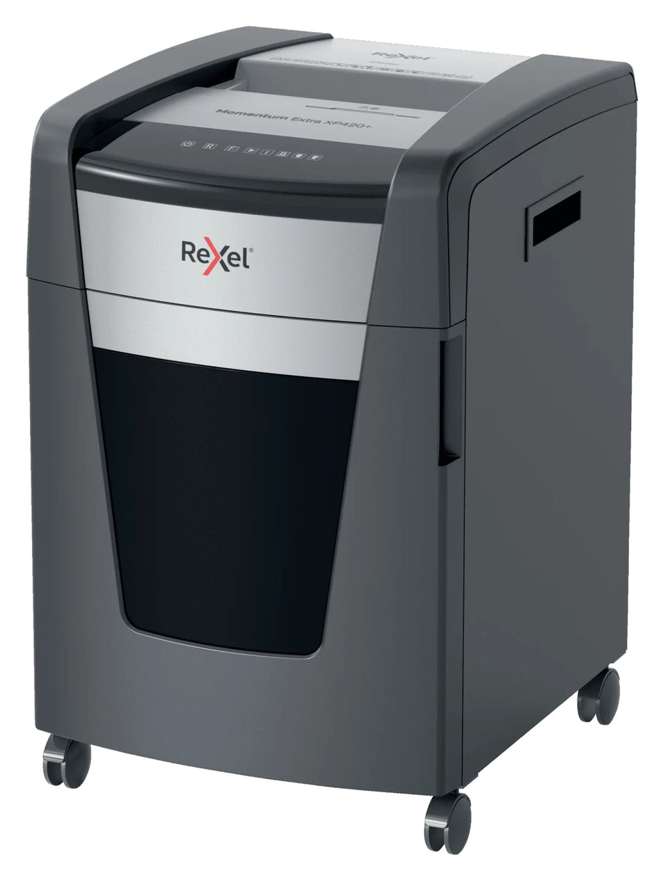Destructeur de documents Rexel Momentum Extra XP420+, broyeur de papier : vue de trois quarts