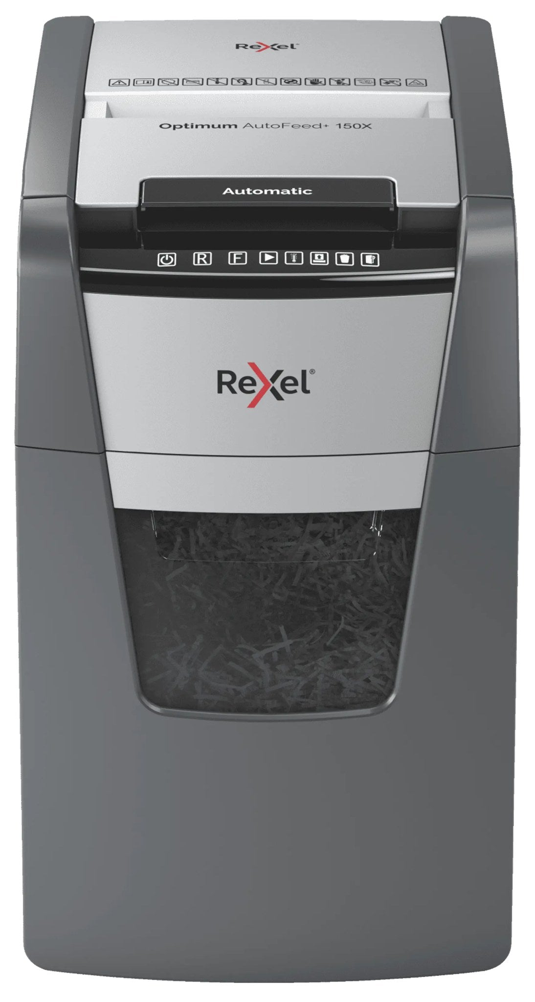 Destructeur de documents Rexel Optimum Auto+ 150X, broyeur de papier : vue de face