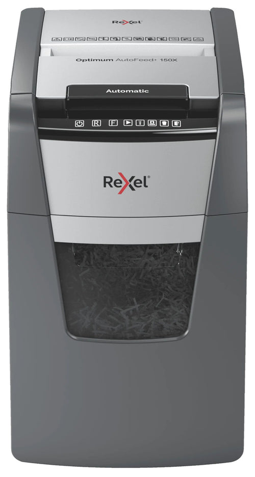 Destructeur de documents Rexel Optimum Auto+ 150X, broyeur de papier : vue de face