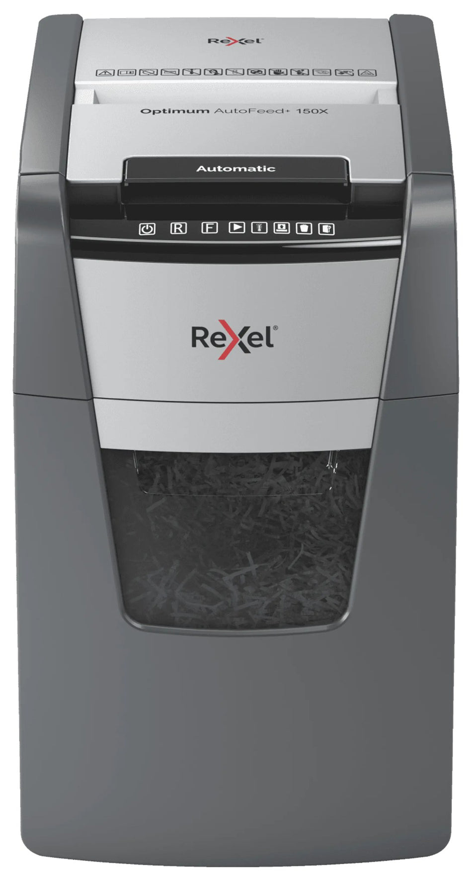 Destructeur de documents Rexel Optimum Auto+ 150X, broyeur de papier : vue de face