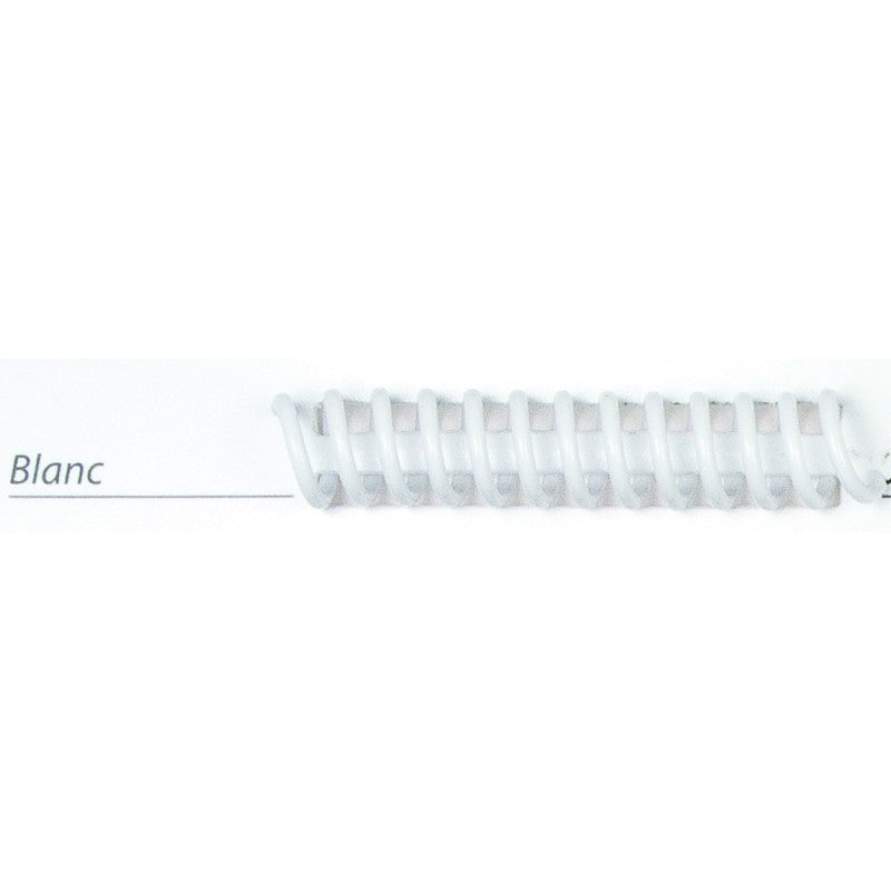 Spirales plastiques A4 noir, blanc et transparent, blanc, 6 mm