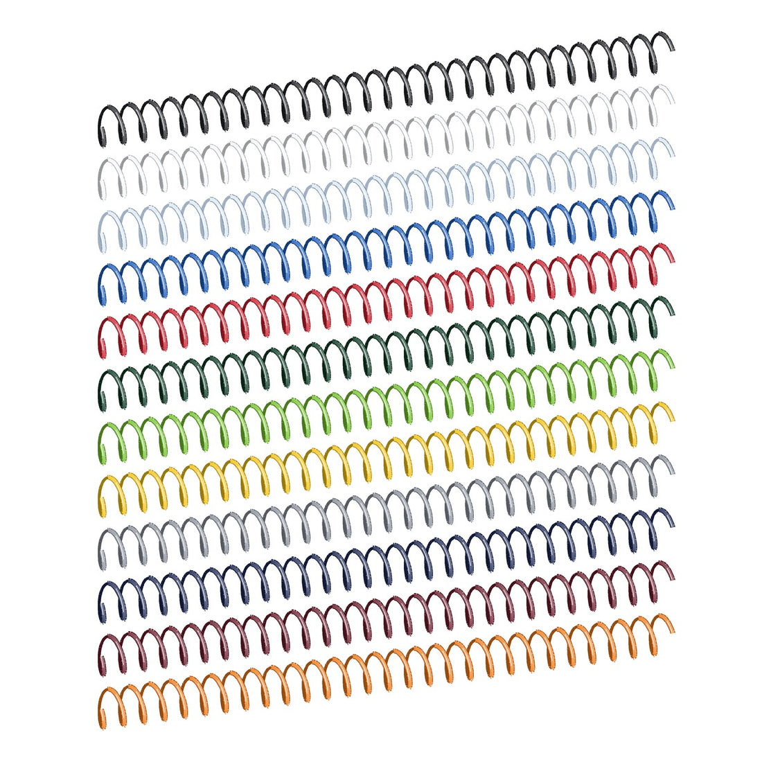 Illustration des spirales de reliure plastique en douze couleurs