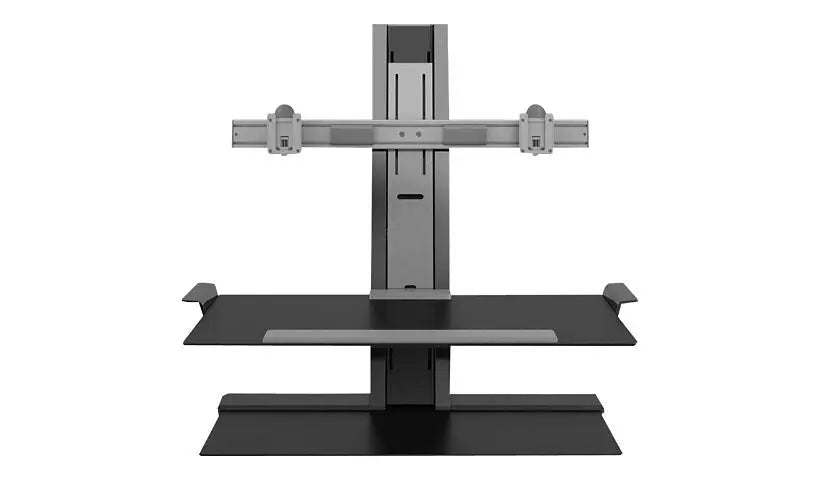 Support assis-debout Humanscale Quick Stand, noir, 2 écrans (barre transversale), Socle autonome