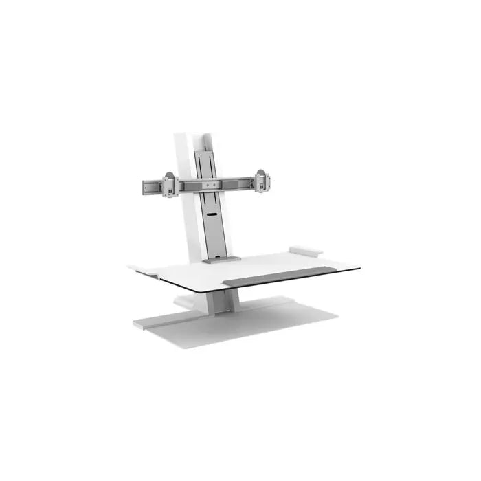 Support assis-debout Humanscale Quick Stand, blanc, 2 écrans (barre transversale), Socle autonome