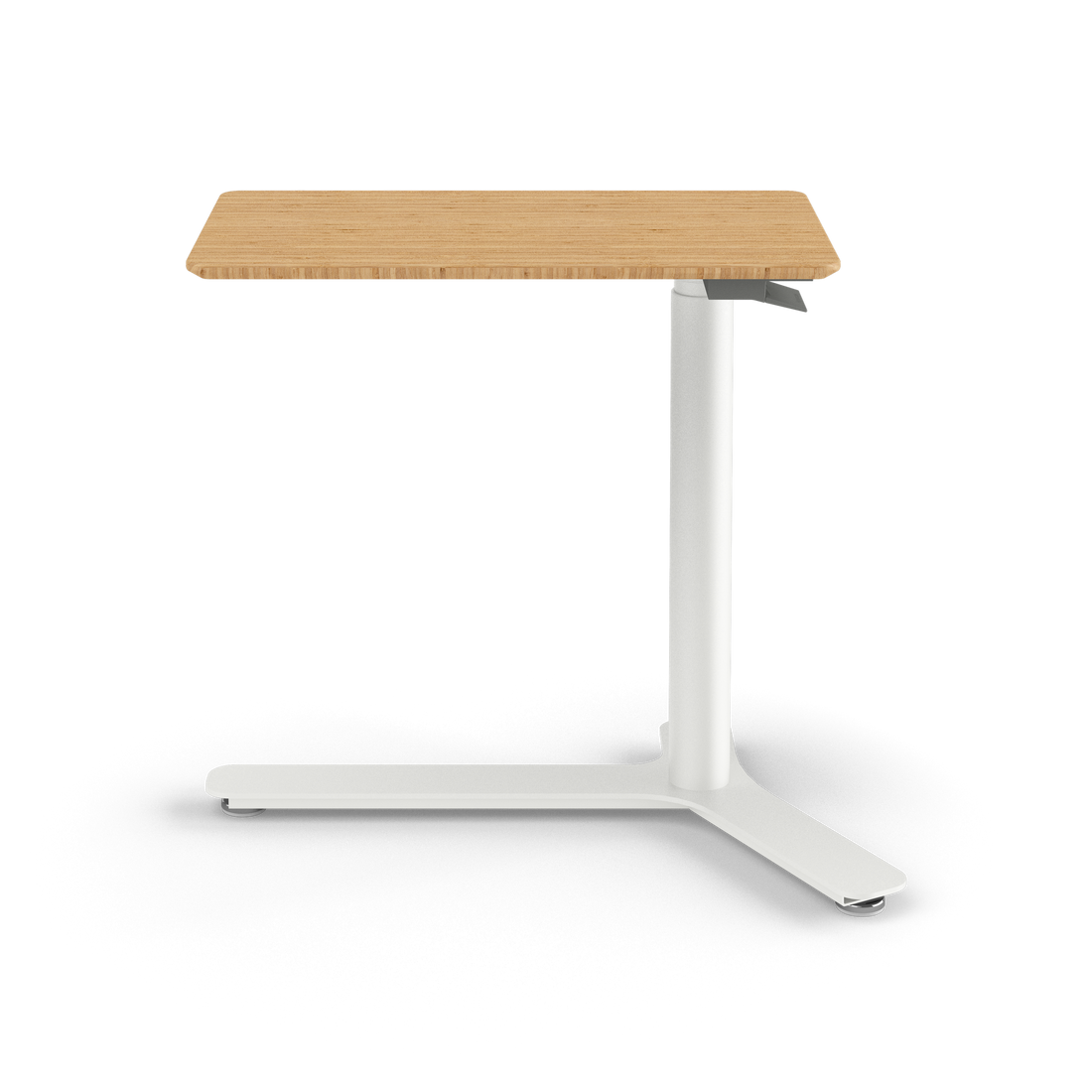 Bureau assis-debout compact Humanscale Float Mini, Blanc nuage, Bambou