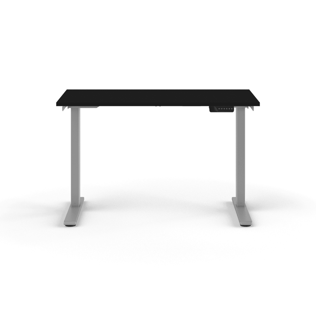 Bureau assis-debout Humanscale eFloat Go 2.0, piètement argenté, plateau noir